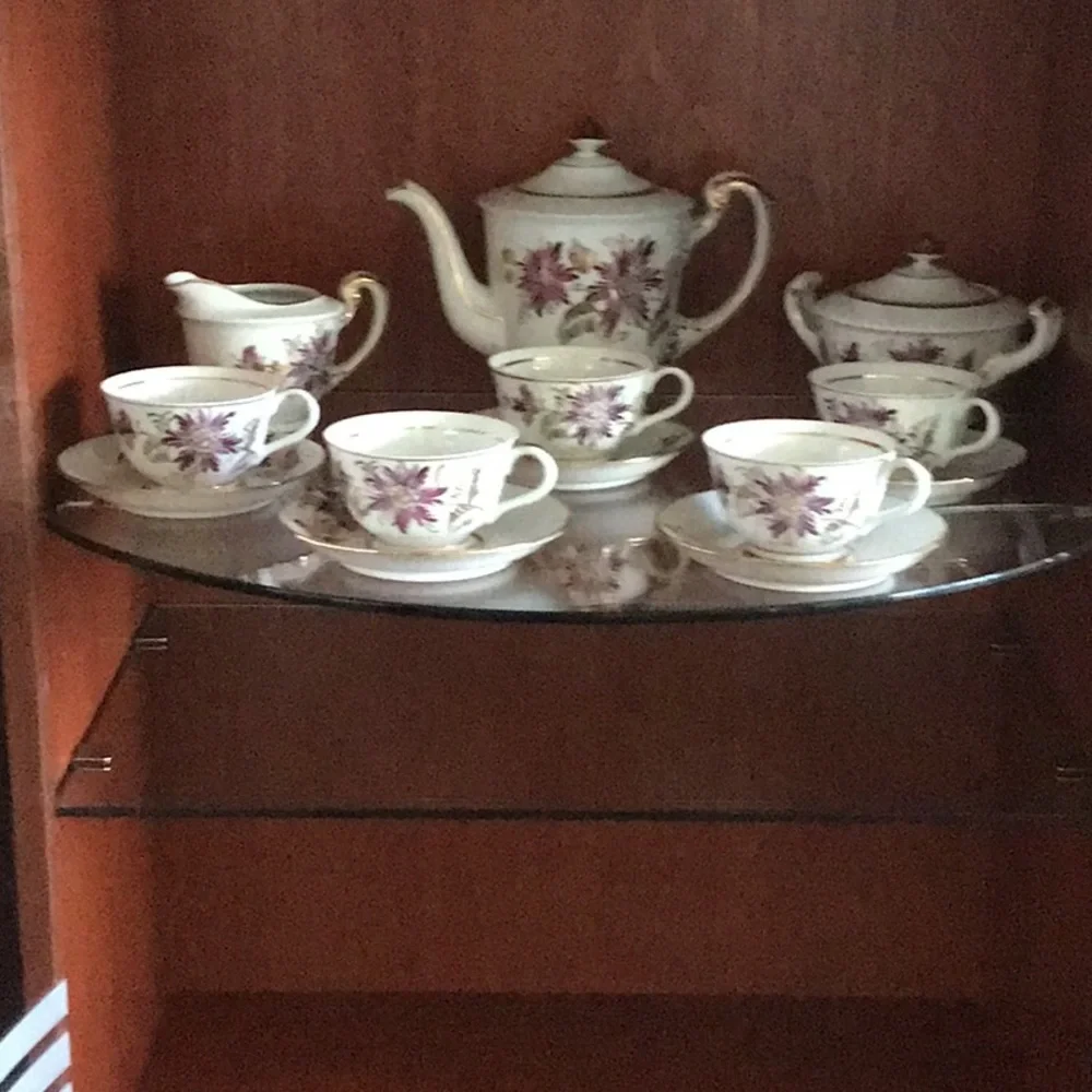 GOLD TRIM VINTAGE 1957 CHERRY CHINA MADE IN JAPAN 16 PIECES AUTHENTIC - Picture 10 of 13
